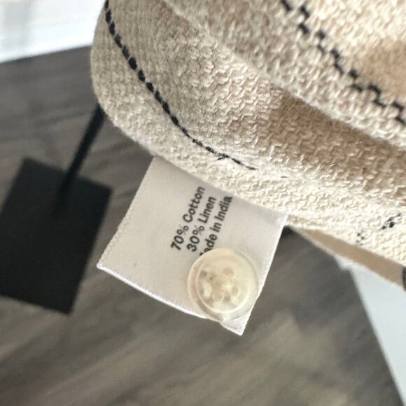 3sixteen Long Sleeve Woven Linen Check Wide Work Shirt XL NEW Beige Button-Up - Picture 7 of 7